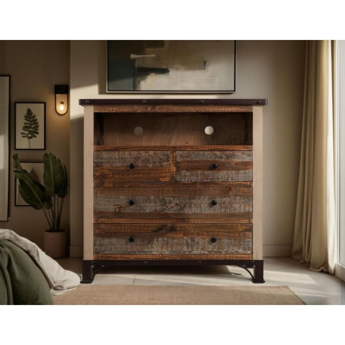 4 Drawer Media Chest - Antique - Image 6