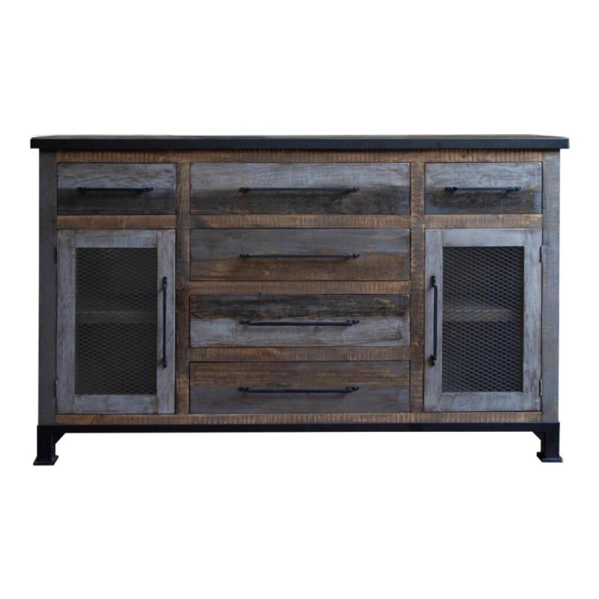 6 Drawer 2 Doors Buffet - Antique - Image 2