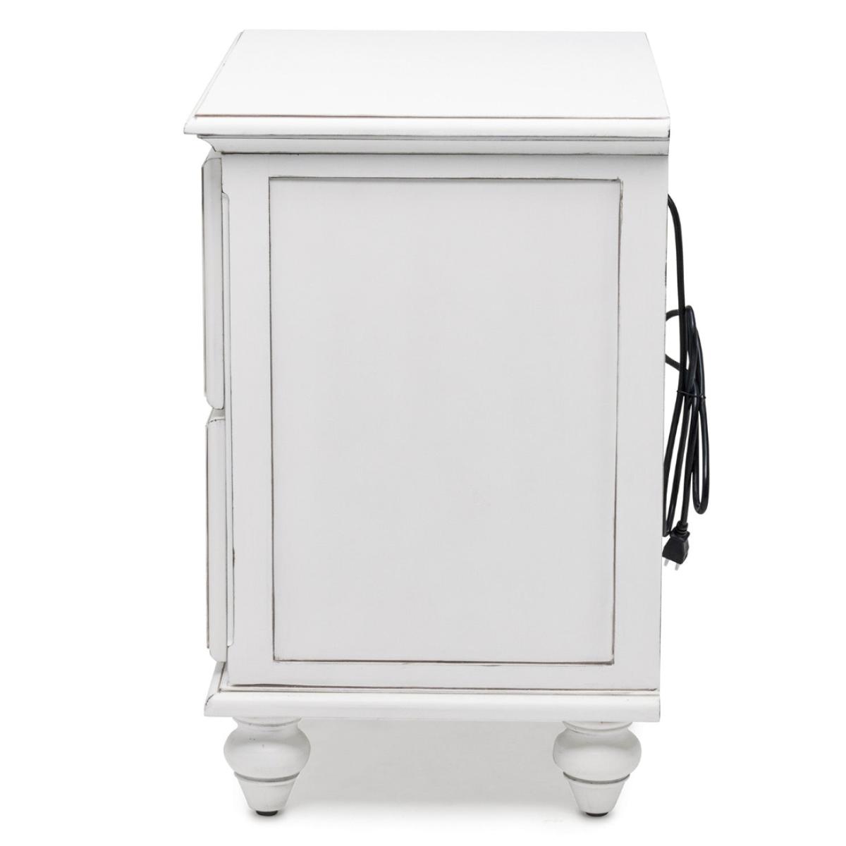 Monaco Blanc 2 Drawer Electrified Nightstand - Image 7