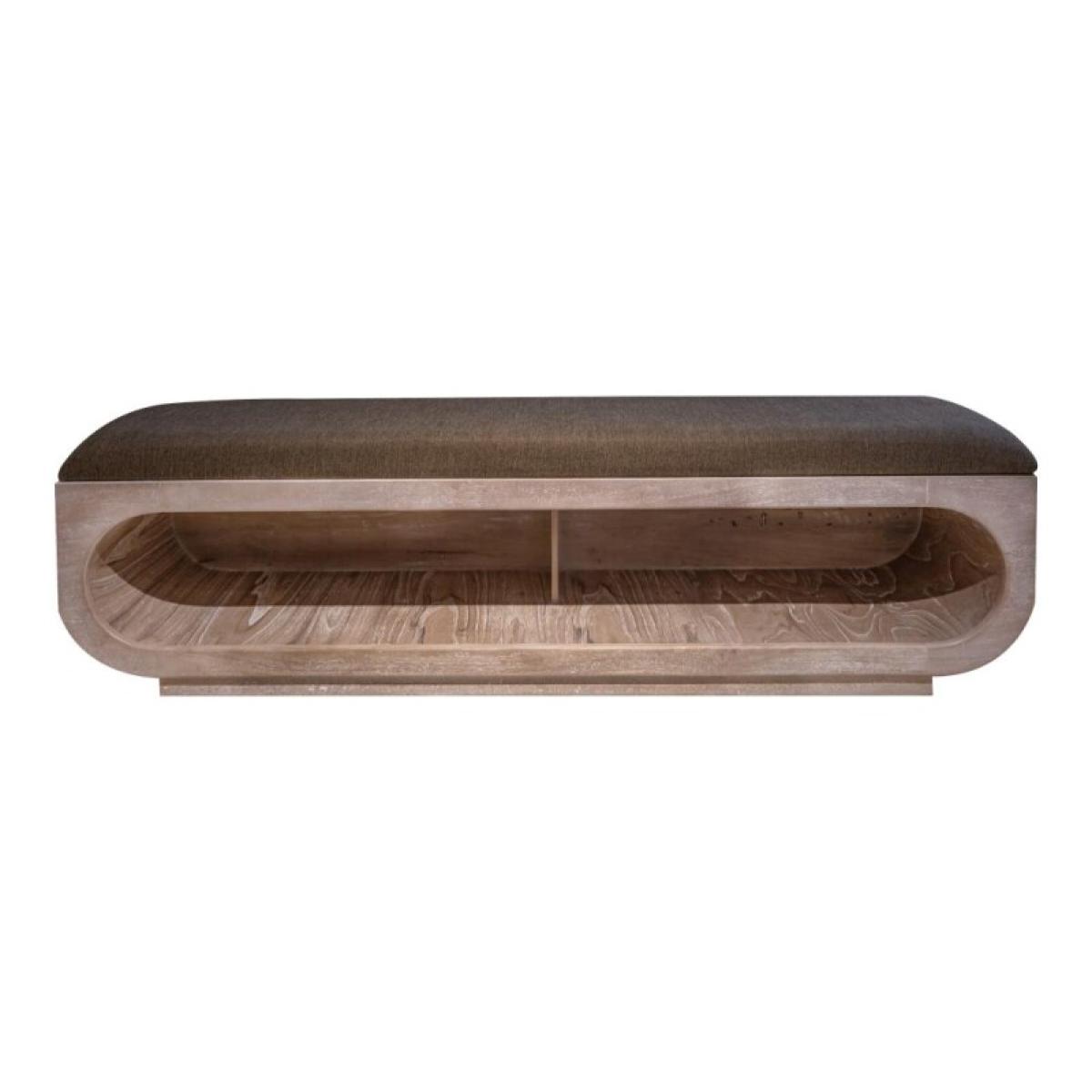 Wooden bench with a cushioned seat and open storage underneath. - Balam - Image 2