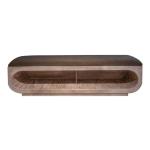 Wooden bench with a cushioned seat and open storage underneath. - Balam