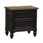 Americana Farmhouse 2 Drawer Night Stand w/ Charging Station - Black - Image 3