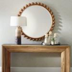 Cyra Wood Round Mirror, Walnut - Image 4