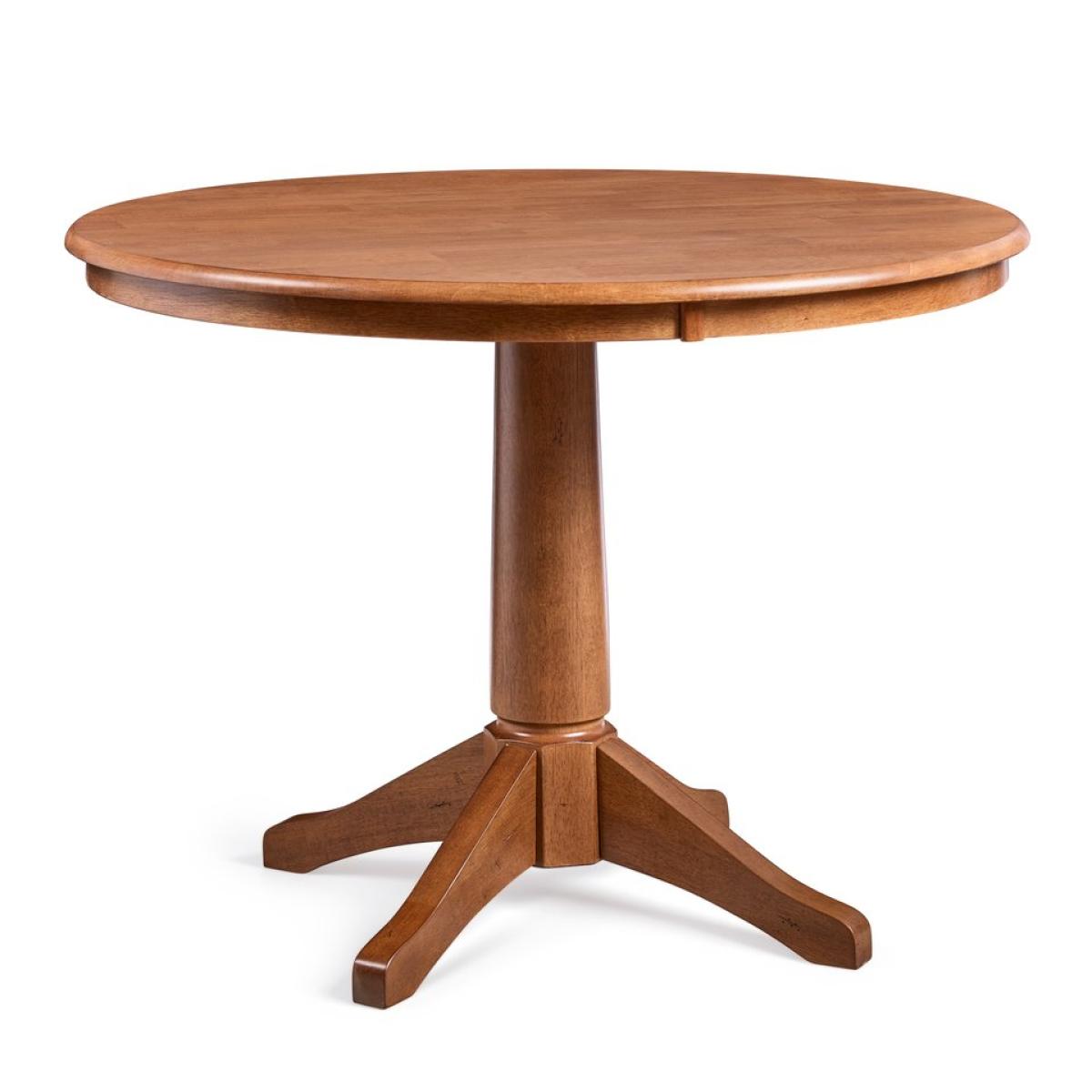 Dining Essentials - 42" Round Solid Top w/ 30"H Transitional Pedestal in Bourbon Oak - T42-42RT - Image 2