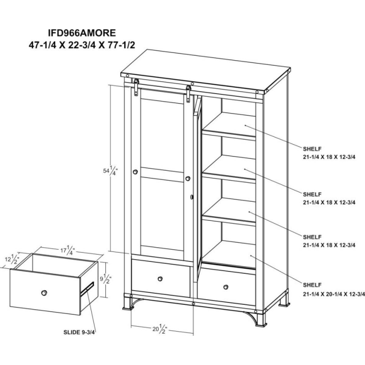 2 Drawer, 1 Sliding Door, 1 Mirror Door Armoire - Antique - Image 7