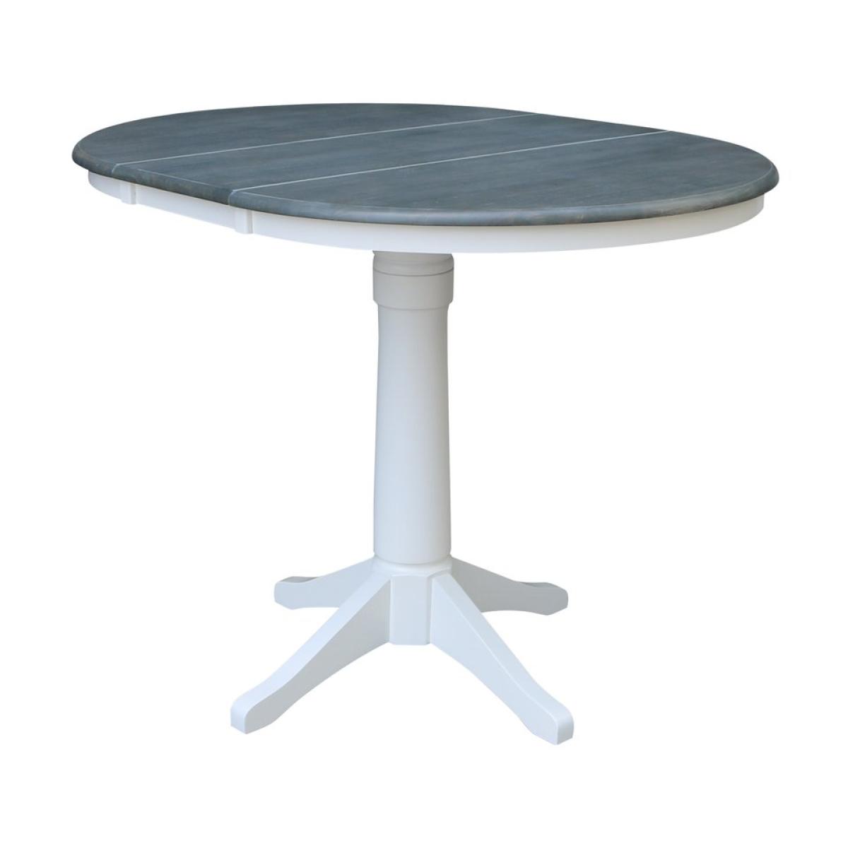 36" Extension Table Top w/ 36" H Transitional Pedestal w/Extension in Heather Gray & White - T05-36RXT - Image 2