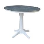 36" Extension Table Top w/ 36" H Transitional Pedestal w/Extension in Heather Gray & White - T05-36RXT