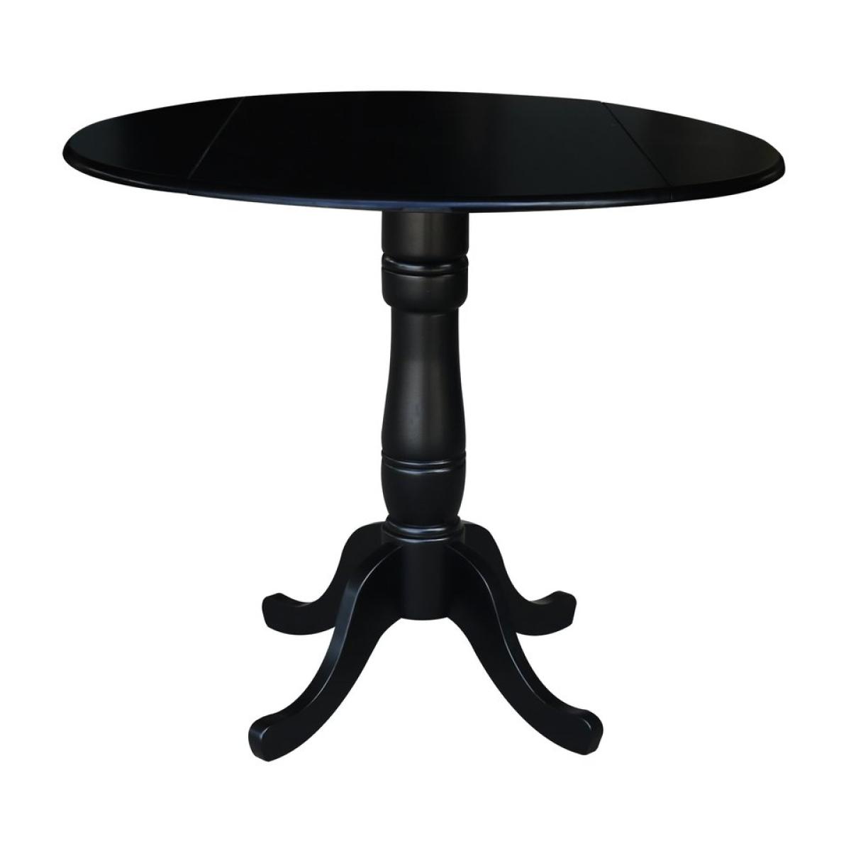 3bddc4eb738708aab526a769dc883acf Dining Essentials - 42" Drop Leaf Table Top w/36"H Traditional Pedestal w/Extension in Black - Image 1