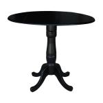 Dining Essentials - 42" Drop Leaf Table Top w/36"H Traditional Pedestal w/Extension in Black