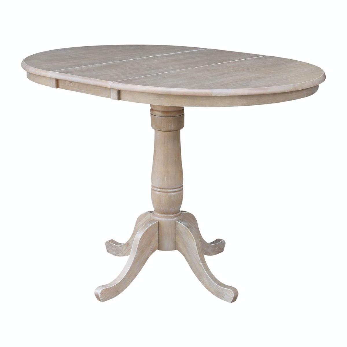 Dining Essentials - 36" Extension Table Top w/36" H Traditional Pedestal w/Extension in Taupe Gray - Image 2