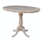 Dining Essentials - 36" Extension Table Top w/36" H Traditional Pedestal w/Extension in Taupe Gray