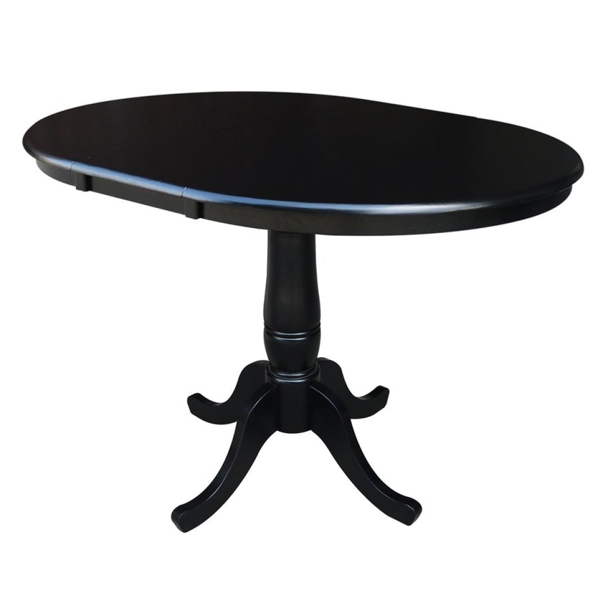 3d18407626b21ea96b1224321cbad394 Dining Essentials - 36" Extension Table Top w/30"H Traditional Pedestal in Black - Image 1