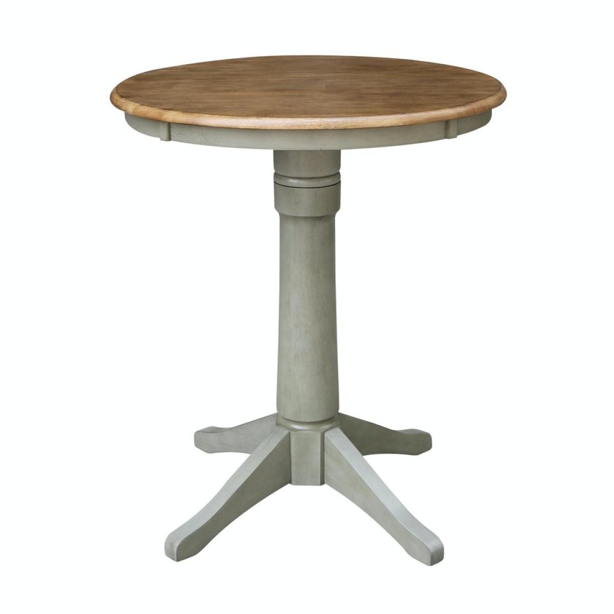 Dining Essentials - 30'' Round Table Top w/ 36" Transitional Pedestal w/ Extension in Hickory/Stone - Image 2