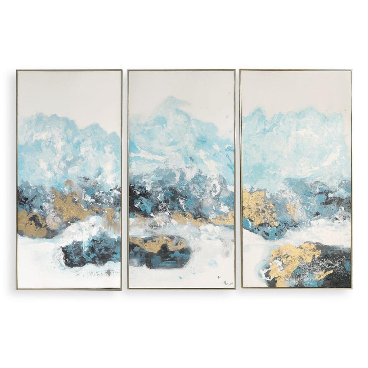 Crashing Waves Hand Painted Canvases, S/3 - Image 2