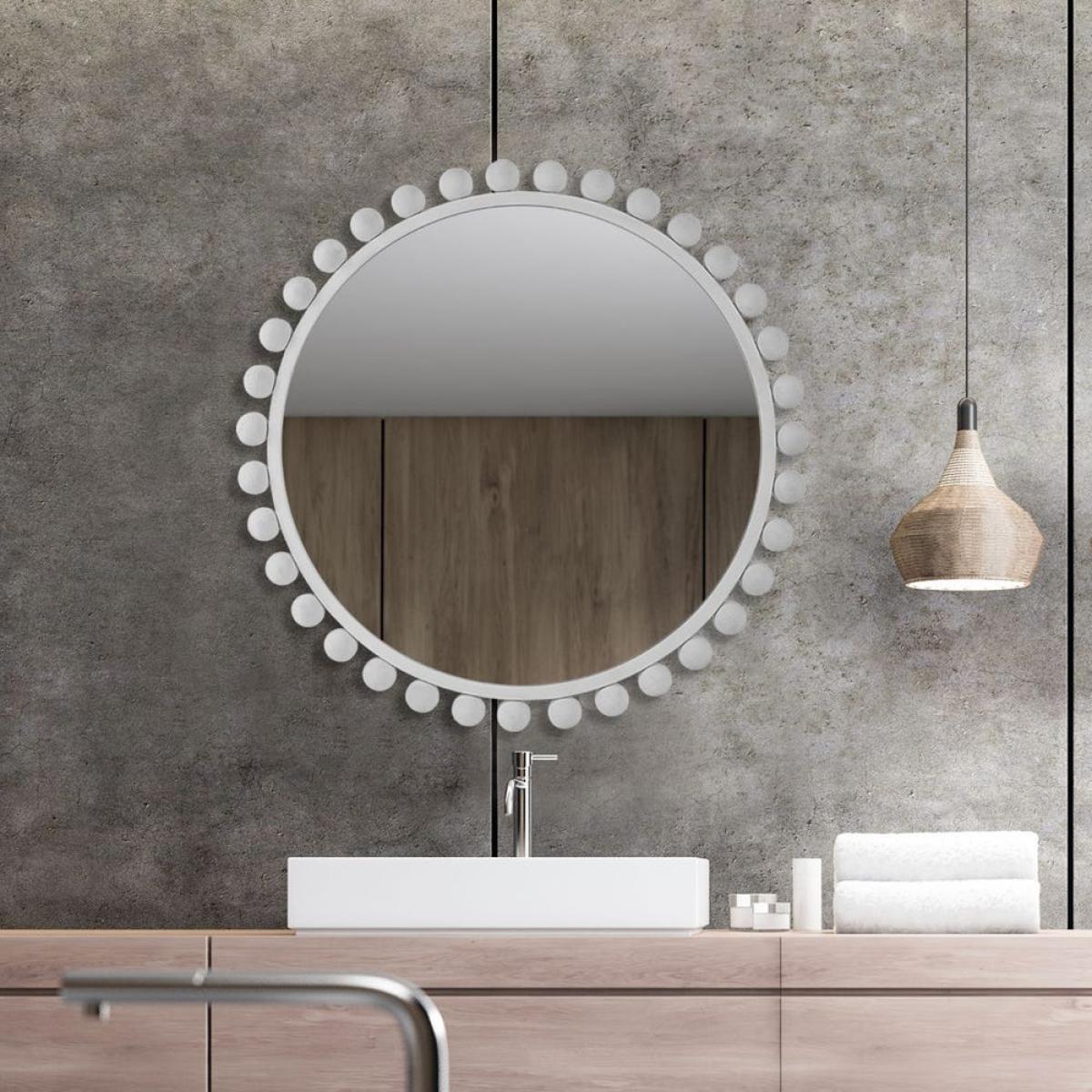 Cyra Round Mirror, White - Image 7
