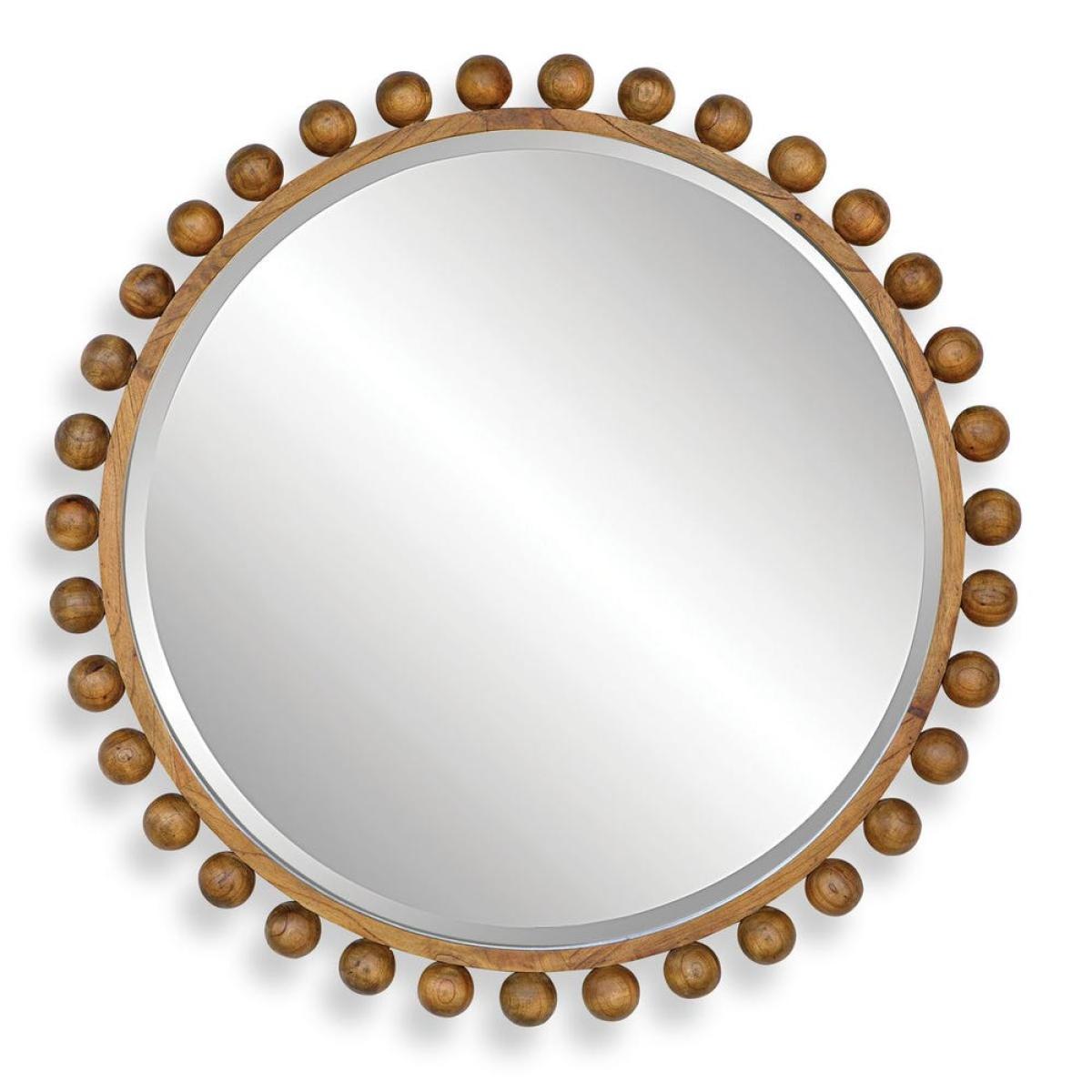 Cyra Wood Round Mirror, Walnut - Image 2