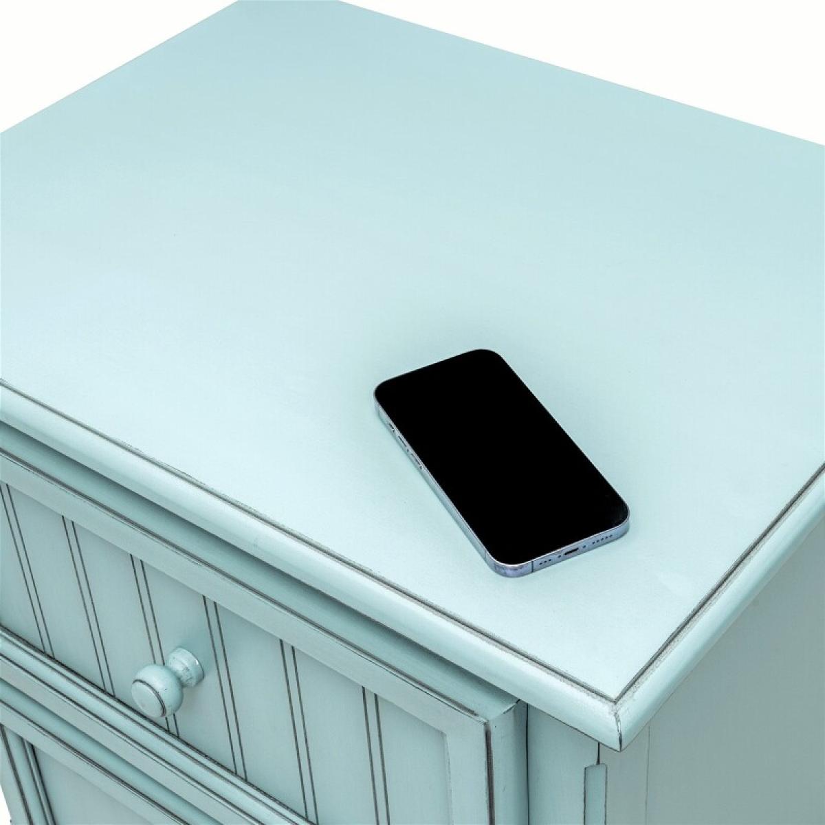 Monaco Bleu 2 Drawer Electrified Nightstand - Image 12