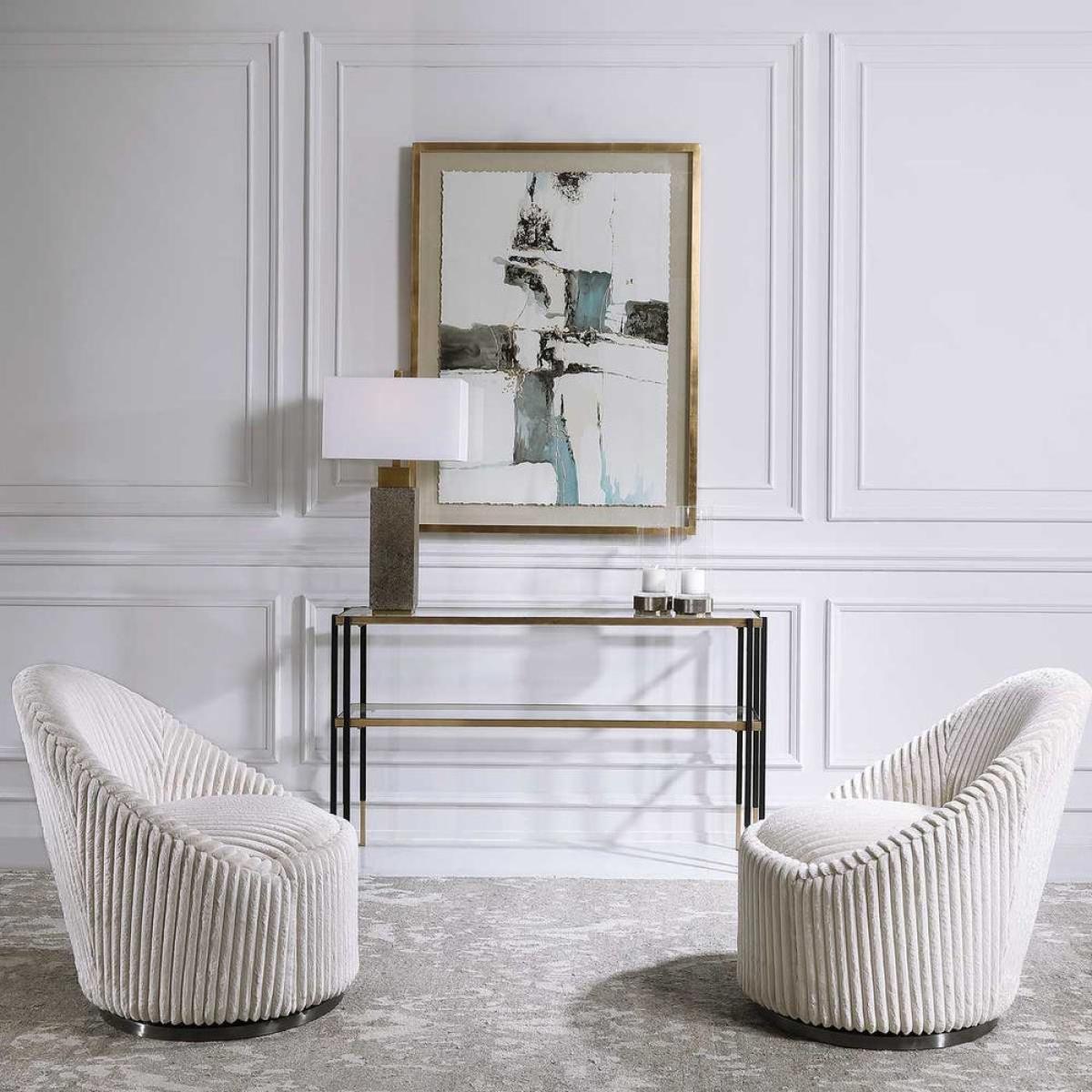 Crue Swivel Chair, Ivory - Image 7