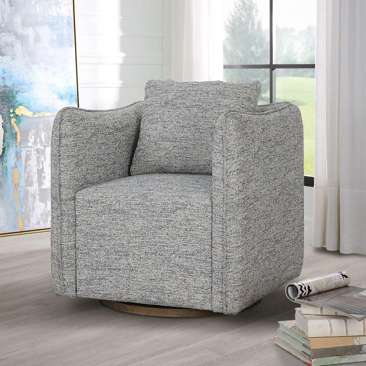 Corben Swivel Chair, Blue - Image 4