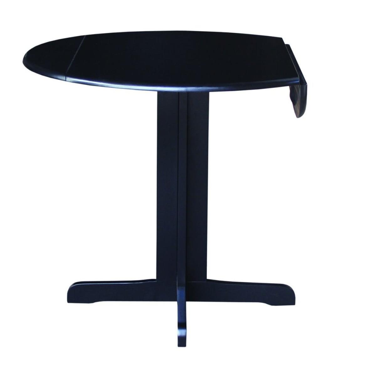 470ea1084c06f691f7263c47b3635667 Dining Essentials - 36" Round Drop Leaf Pedestal Table in Black - Image 1