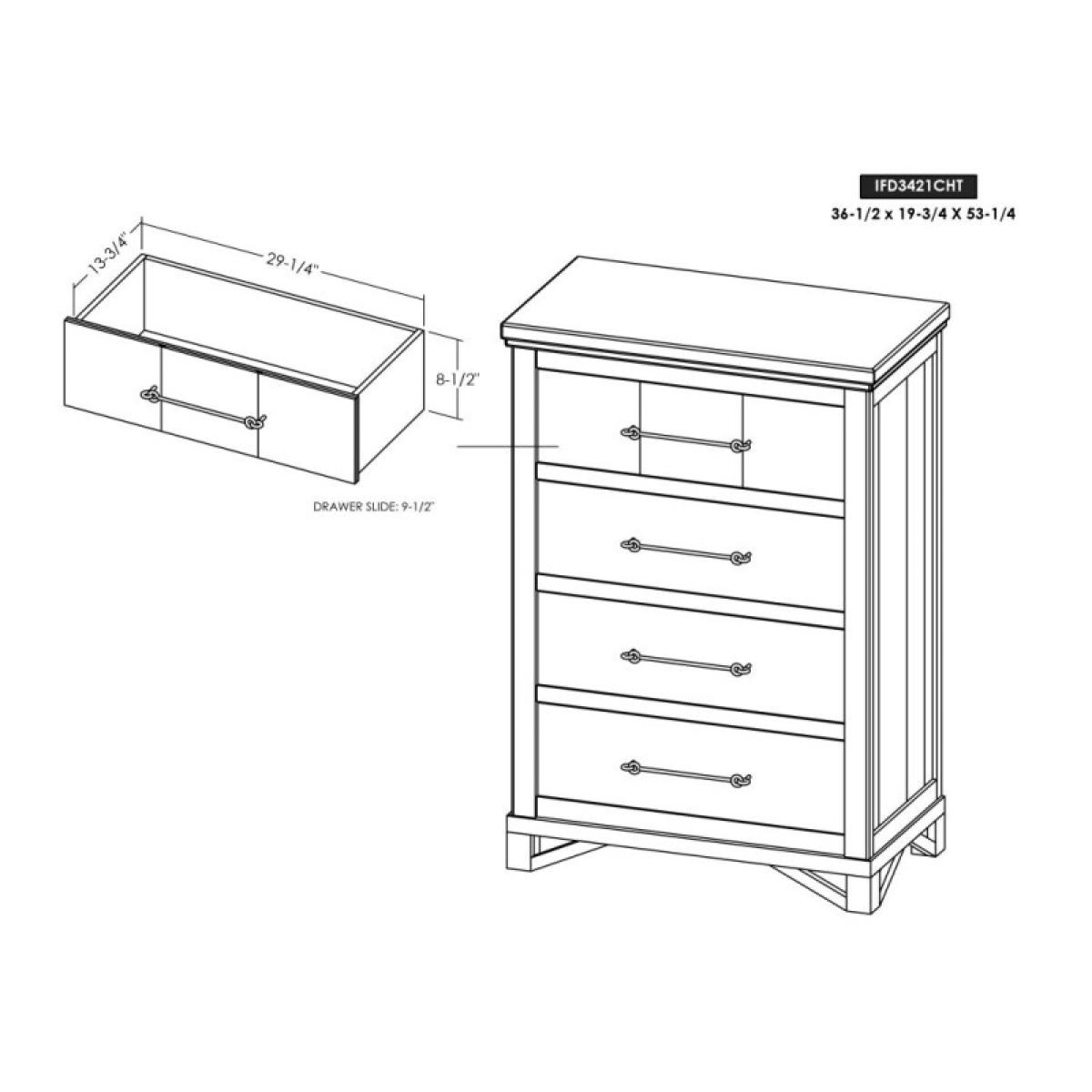 4 Drawer, Chest - Walnut - Image 8