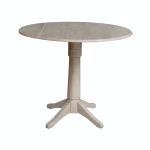 Dining Essentials - 42" Drop Leaf Table Top w/36"H Transitional Pedestal w/ Extension in Taupe Gray