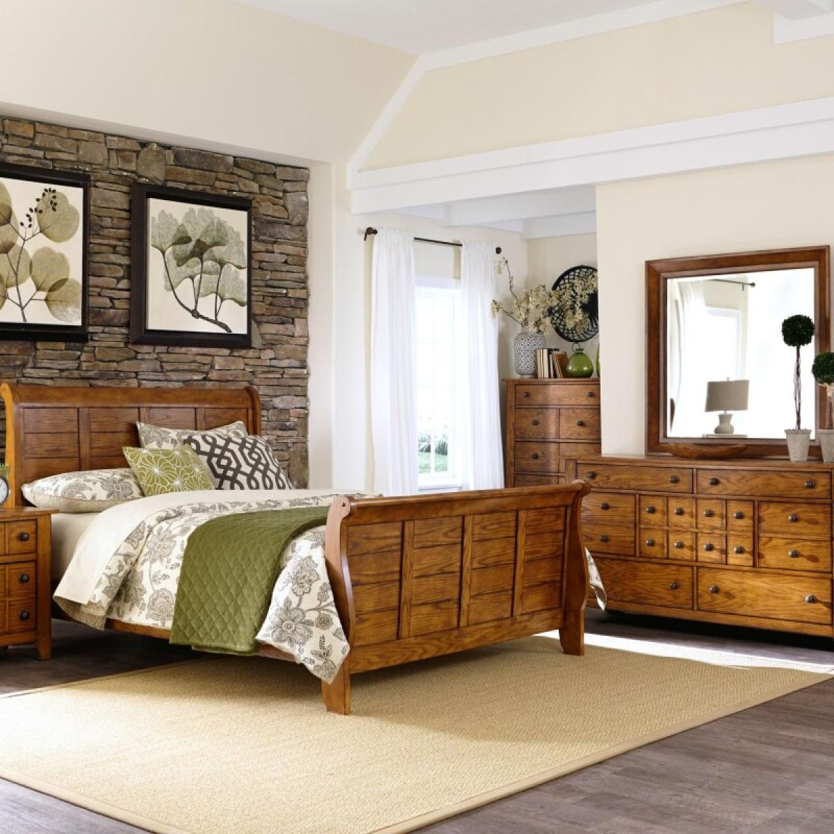 Grandpas Cabin Queen Sleigh Bed, Dresser & Mirror, Chest - Image 2