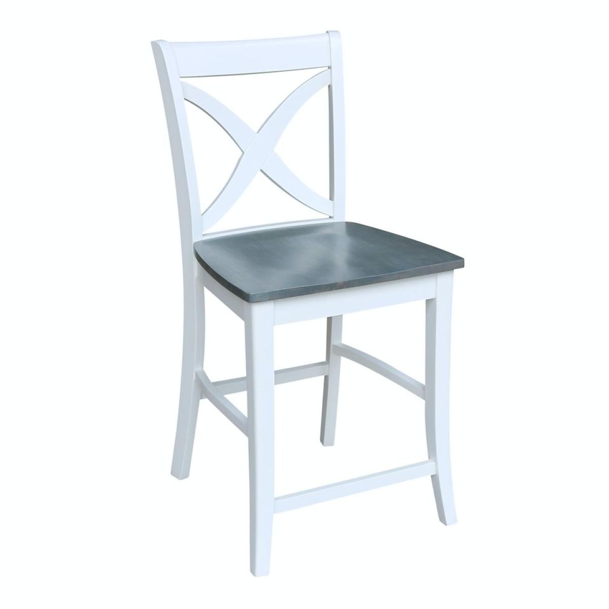 4bc21f5ff5410e36b0470a224b82fb91 Cosmopolitan Collection - 24" Salerno Stool in Heather Gray & White - Image 1