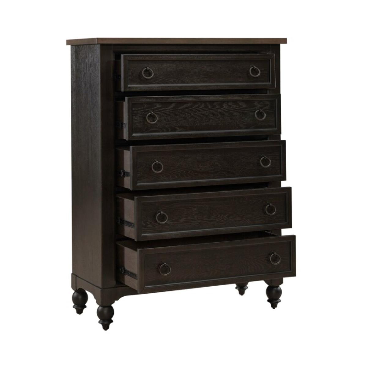 Americana Farmhouse 5 Drawer Chest - Black - Image 8