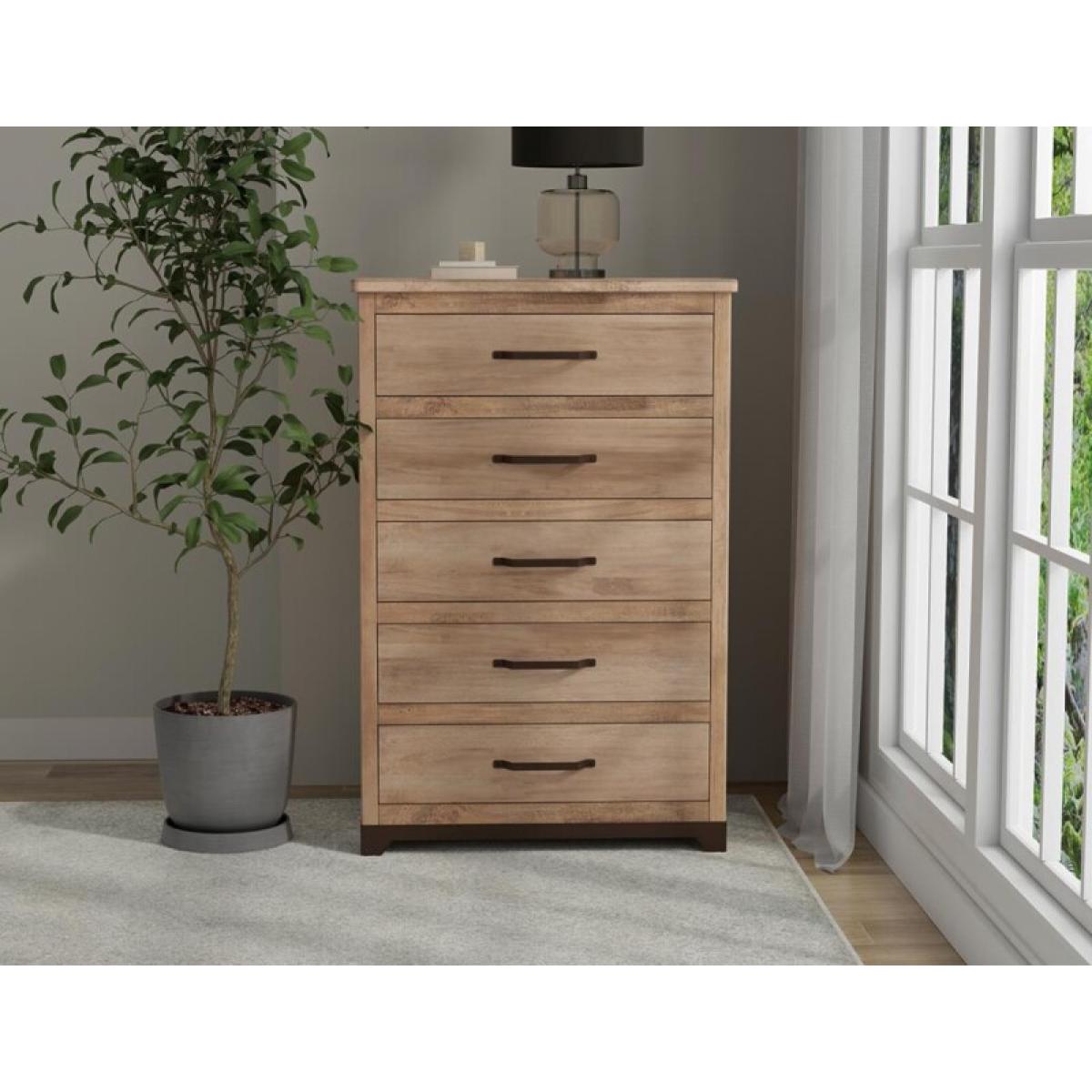 5 Drawer Chest - Natural Parota - Image 3