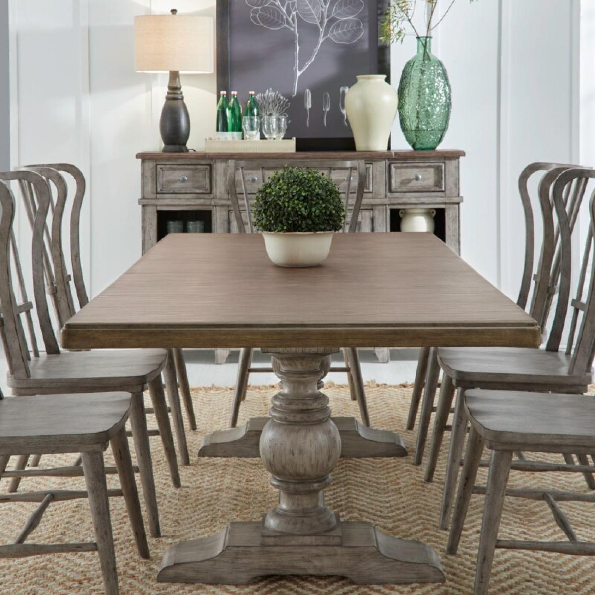 River Place 9 Piece Trestle Table Set - Image 3