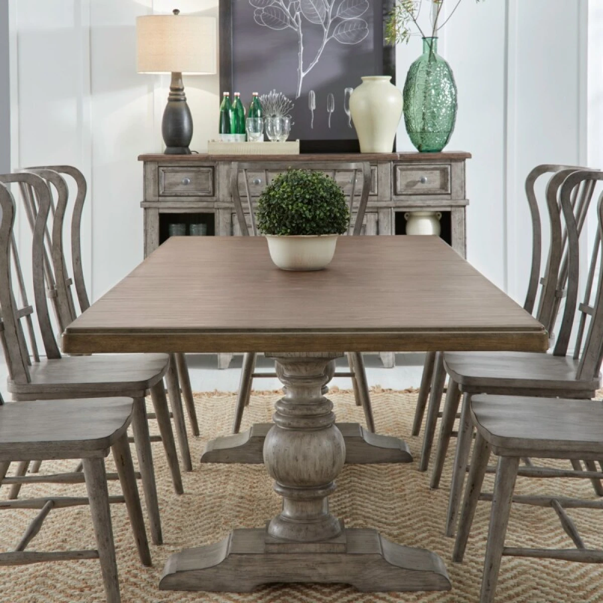 River Place 9 Piece Trestle Table Set - Image 2