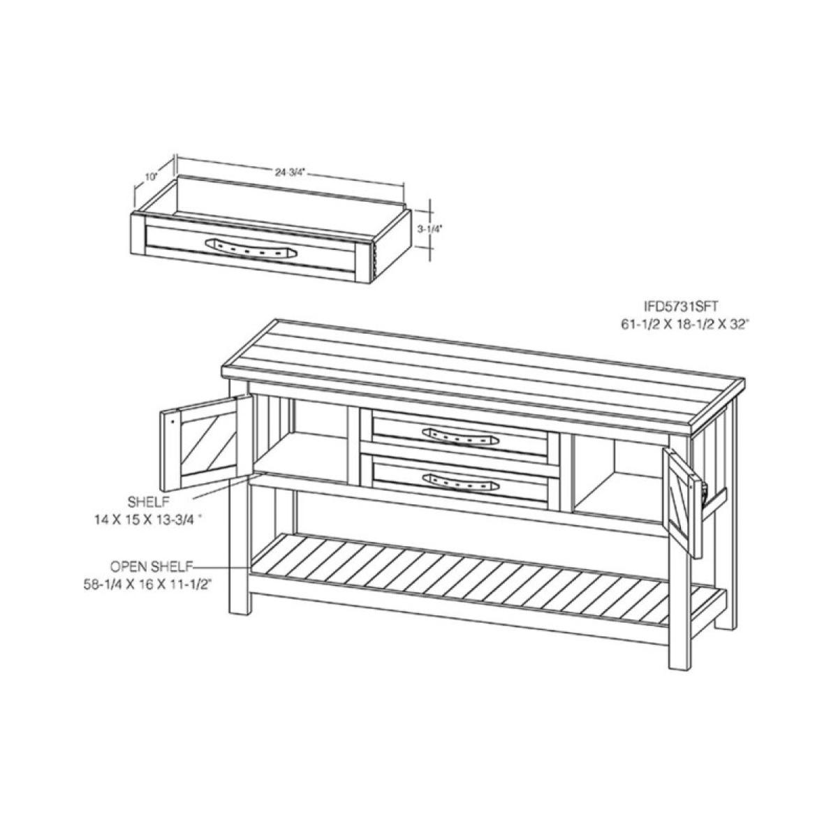 2 Drawer, 2 Door, Sofa Table - Dutton - Image 7