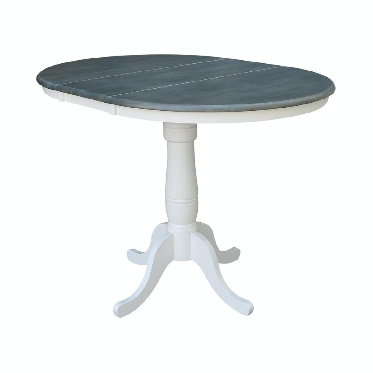 4f4f0b97c4f2b6bd93d0fc0361346cd4 36" Extension Table Top w/ 36"H Traditional Pedestal w/Extension in Heather Gray/ White - Image 1