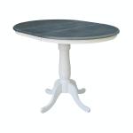36" Extension Table Top w/ 36"H Traditional Pedestal w/Extension in Heather Gray/ White