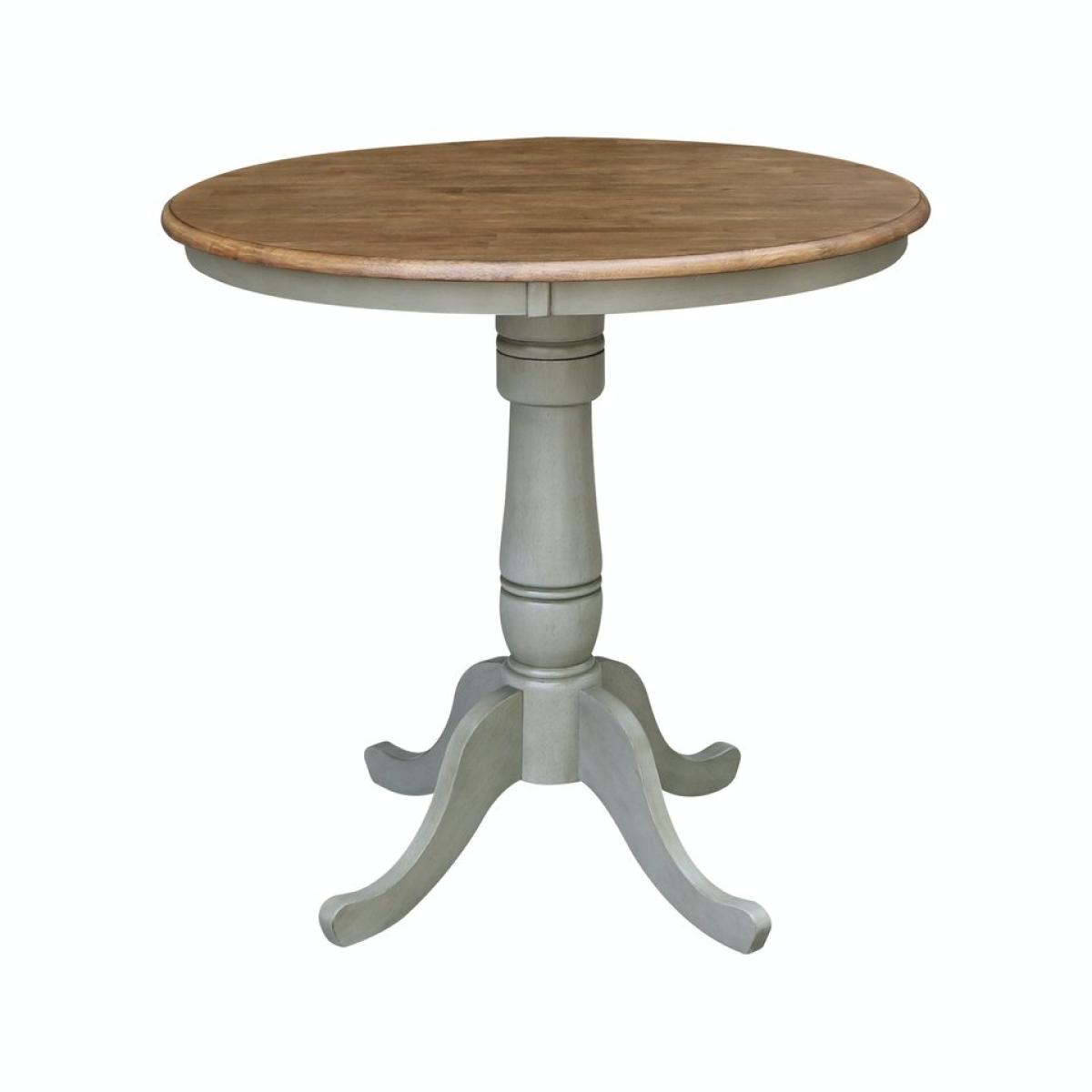 Dining Essentials - 36'' Round Table Top w/36" Traditional Pedestal w/ Extension in Hickory / Stone - Image 2