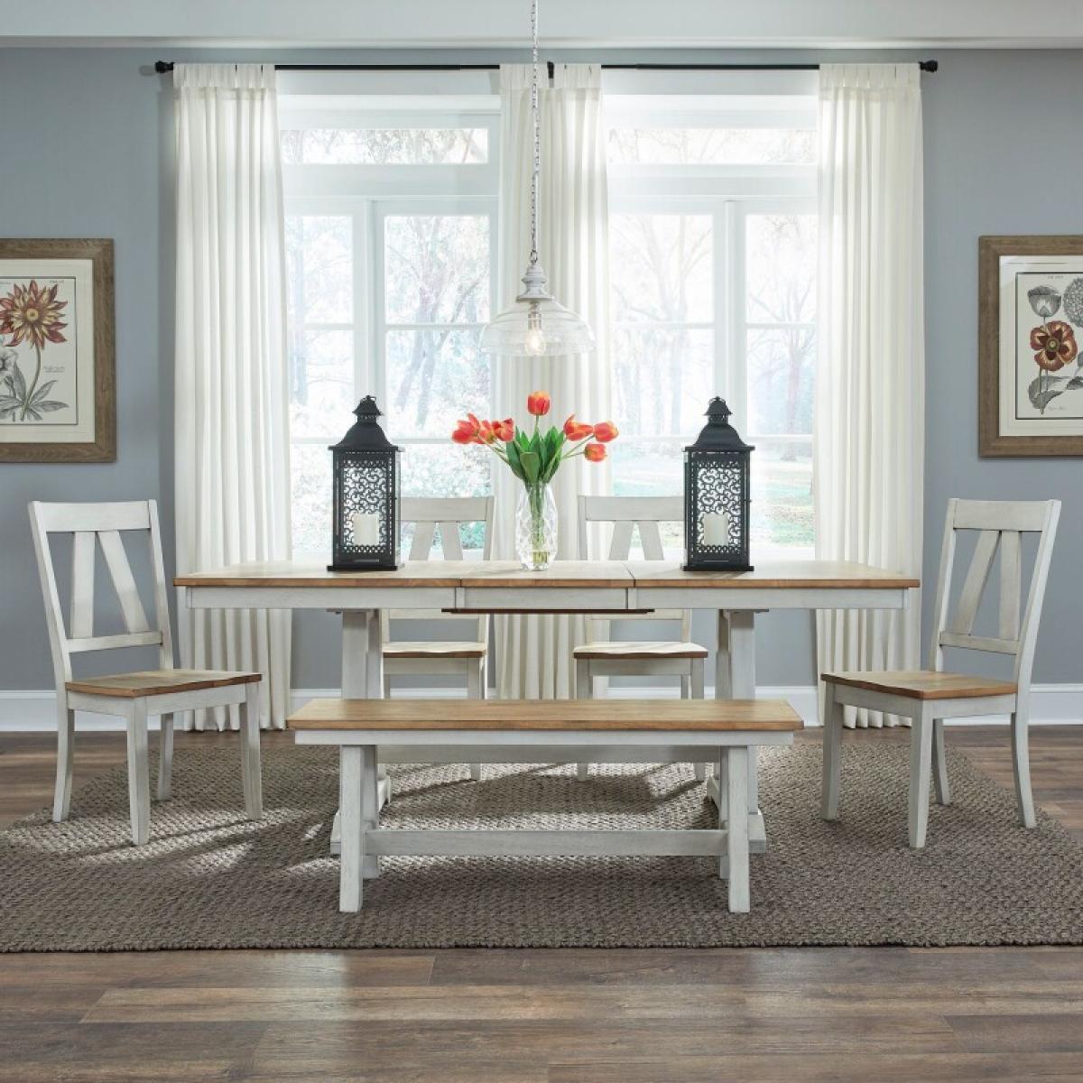 Lindsey Farm 6 Piece Trestle Table Set - Image 2