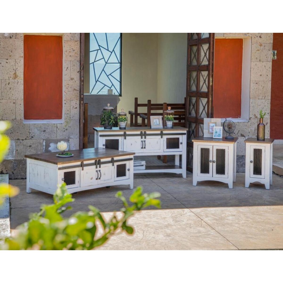 2 Metal Mesh Doors End Table - Pueblo - Image 3