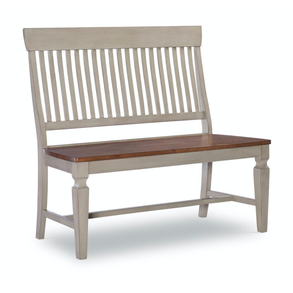 Vista Collection Slat Back Bench in Hickory & Stone - Image 2