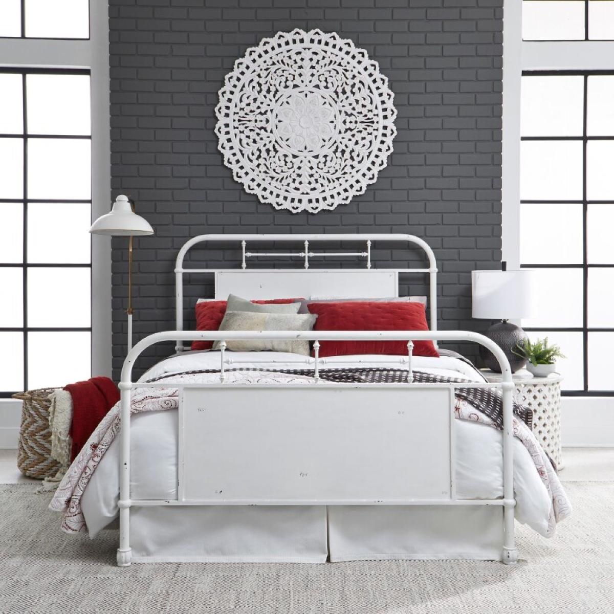 Vintage Series Queen Metal Bed - Antique White - Image 2