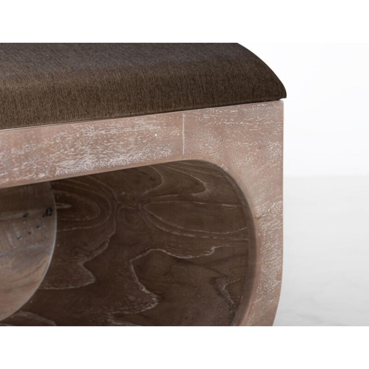 Wooden bench with a cushioned seat and open storage underneath. - Balam - Image 5