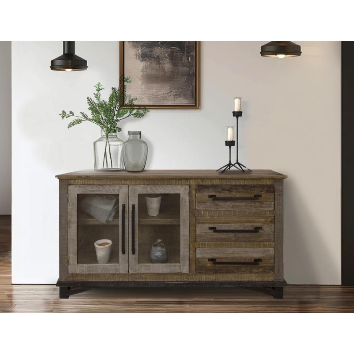 3 Drawer 2 Doors Buffet - Loft Brown - Image 3