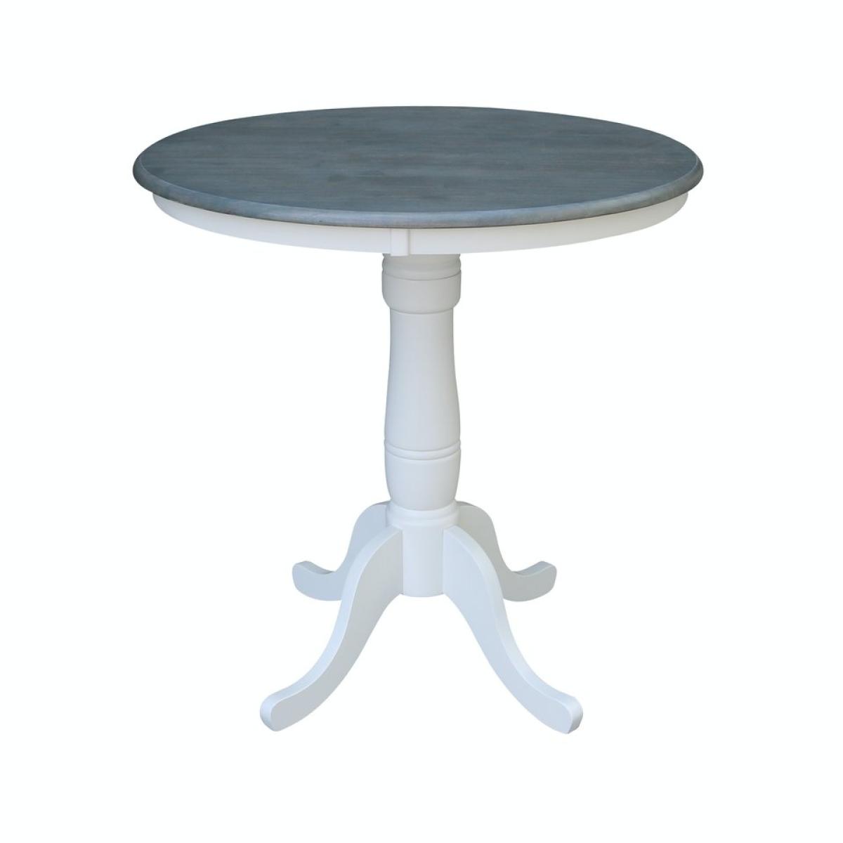 36'' Round Table Top w/36"H Traditional Pedestal w/Extension in Heather Gray & White - Image 2