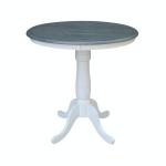 36'' Round Table Top w/36"H Traditional Pedestal w/Extension in Heather Gray & White