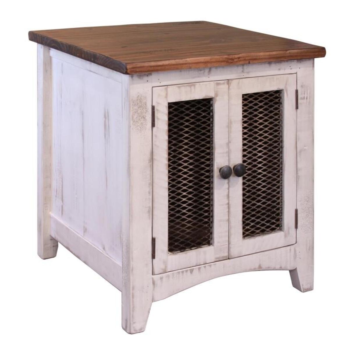 2 Metal Mesh Doors End Table - Pueblo - Image 2