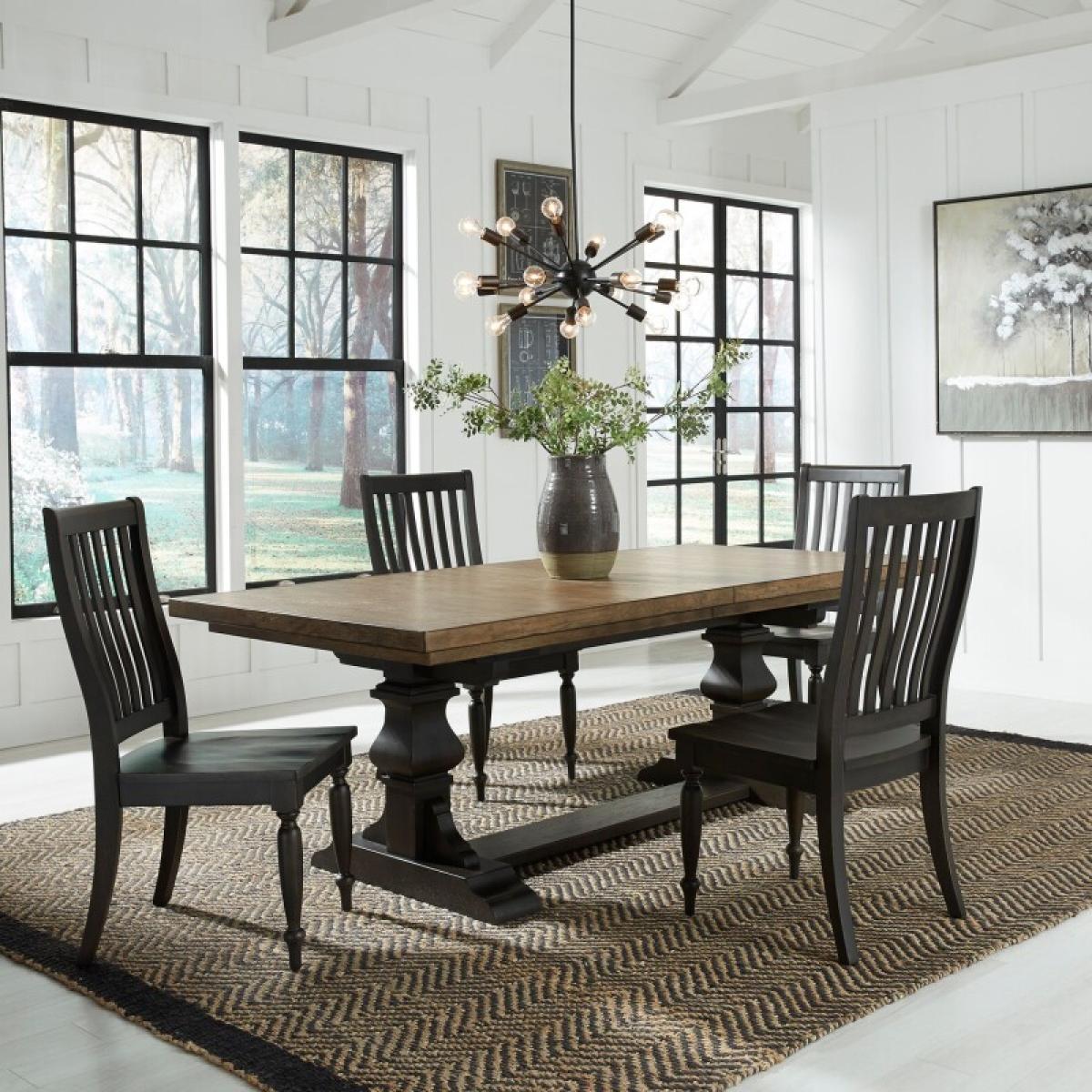 Harvest Home 5 Piece Trestle Table Set - Image 2
