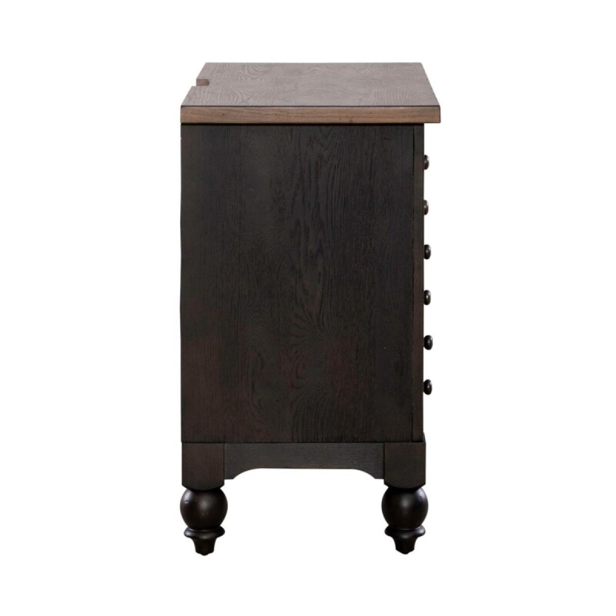 Americana Farmhouse Bedside Chest w/ Charging Station - Black - Image 5