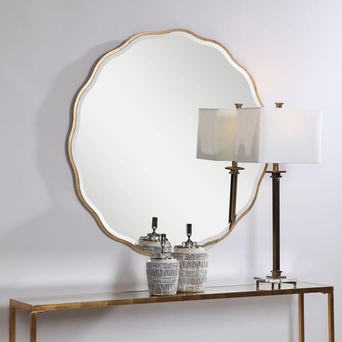 Aneta Round Mirror, Gold - Image 7