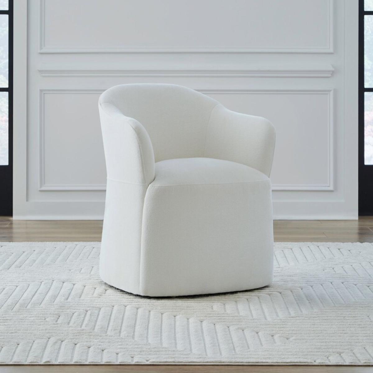 Accent Dining Chair w/ Casters - Ivory - Image 3