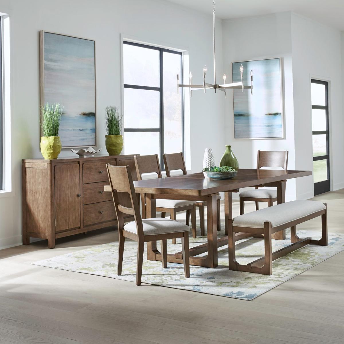 6 Piece Trestle Table Set - Image 2